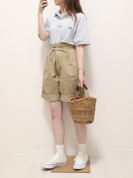 「ラコステ」｜「アイテム（その他）」を使った、sakiさん（レディース・159cm）の夏コーディネート