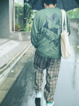 「Champion（チャンピオン）のアイテム（トートバッグ）」を使った、Aさん（メンズ・175cm）の春コーディネート