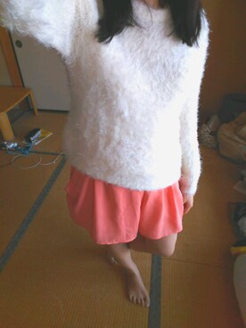 「もらいもののアイテム（ニット/セーター、ホワイト系）」を使った、麻耶∞さん（レディース・153cm）の冬コーディネート