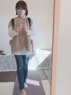 「rps（アールピーエス）のアイテム（ベスト）」を使った、ゆかちんさん（レディース・162cm）の秋コーディネート