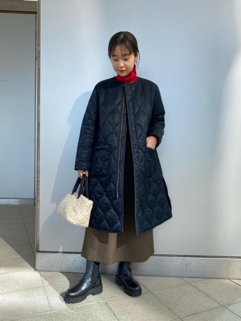 「BEAUTY&YOUTH UNITED ARROWSのBY レザーミドル サイドゴアブーツ ∴（ブーツ、ブラック系）」を使った、harukaさん（レディース・155cm）の秋コーディネートの1枚目の写真