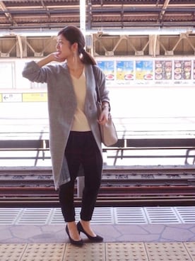 「YECCA VECCA（イェッカヴェッカ）のアイテム（ダウンジャケット/コート）」を使った、Funatto♡さん（レディース・161cm）の春コーディネート