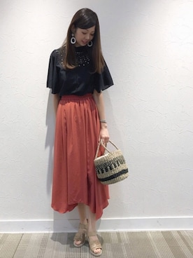 「YECCA VECCA（イェッカヴェッカ）のアイテム（イヤリング）」を使った、Funatto♡さん（レディース・161cm）の春コーディネート