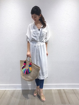 「Casselini（キャセリーニ）のアイテム（かごバッグ）」を使った、Funatto♡さん（レディース・161cm）の夏コーディネート