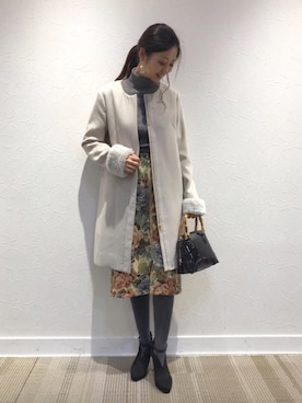 「YECCA VECCA（イェッカヴェッカ）のアイテム（ダウンジャケット/コート）」を使った、Funatto♡さん（レディース・161cm）の秋コーディネート