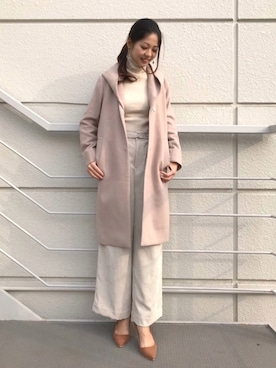 「YECCA VECCA（イェッカヴェッカ）のアイテム（チェスターコート）」を使った、Funatto♡さん（レディース・161cm）の冬コーディネート