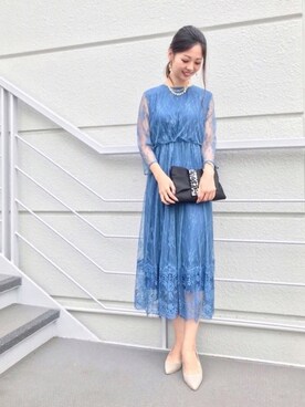 「ロングドレス」｜「アイテム（バッグ）」を使った、Funatto♡さん（レディース・161cm）の秋コーディネート