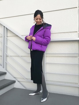 「シルバーシューズ」｜「アイテム（その他アウター）」を使った、Funatto♡さん（レディース・161cm）の冬コーディネート