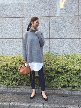 「YECCA VECCA（イェッカヴェッカ）のP.シェイプスキニーデニム＊（その他パンツ）」を使った、Funatto♡さん（レディース・161cm）の冬コーディネート