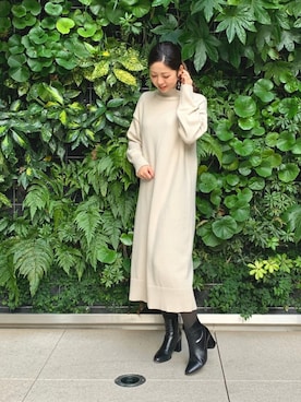 「ニットワンピ」｜Funatto♡さん（レディース・162cm）の冬コーディネート