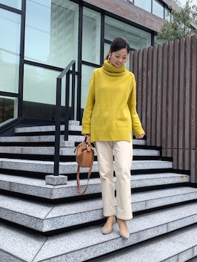 「LOEWE（ロエベ）のアイテム（バッグ）」を使った、Funatto♡さん（レディース・162cm）の冬コーディネート