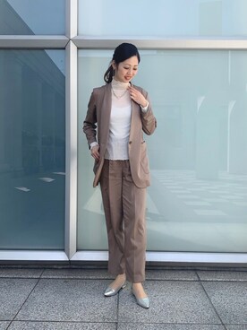 「サテンパンツ」｜「アイテム（ブルゾン）」を使った、Funatto♡さん（レディース・162cm）の春コーディネート