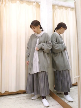 「チュニック」｜「アイテム（スリッポン）」を使った、ゅぅぁさん（レディース・148cm）の冬コーディネート