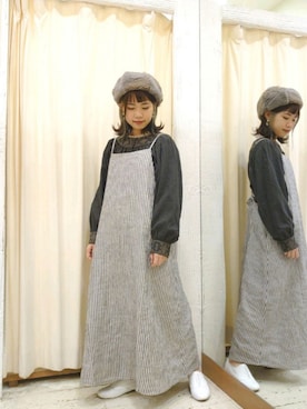 「刺繍」｜「アイテム（スリッポン）」を使った、ゅぅぁさん（レディース・148cm）の秋コーディネート