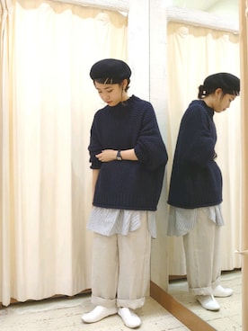 「チュニック」｜「アイテム（スリッポン）」を使った、ゅぅぁさん（レディース・148cm）の秋コーディネート