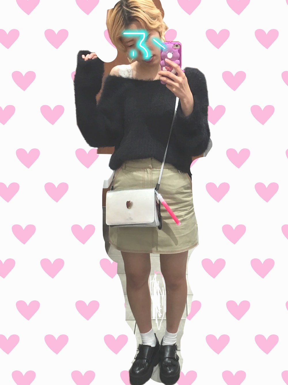 「シンプルコーデ、黒、ニット、nice claup、プチプラ」｜「one after another NICE CLAUPの★【ナイスクラップ】フェザーＶネックプルオーバー（ニット/セーター、ブラック系）」を使った、fuさん（レディース・165cm）の秋コーディネートの1枚目の写真