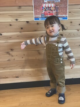 「GLOBAL WORK（グローバルワーク）のアイテム（オールインワン・サロペット）」を使った、yuipさん（キッズ・80cm）の冬コーディネート