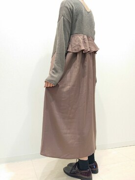 「INTERPLANET（インタープラネット）のアイテム（ワンピース/ドレス）」を使った、堺北花田INTERPLANETさん（レディース・165cm）の秋コーディネート