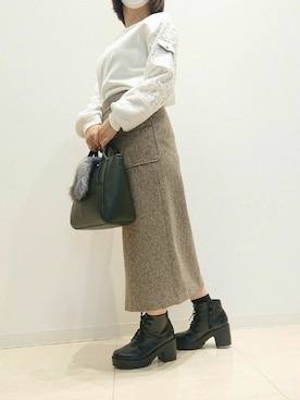 「INTERPLANET（インタープラネット）のアイテム（トップス）」を使った、堺北花田INTERPLANETさん（レディース・152cm）の秋コーディネート