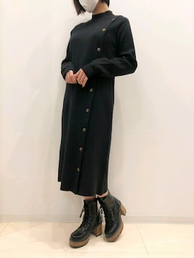 「INTERPLANET（インタープラネット）のアイテム（ワンピース/ドレス）」を使った、堺北花田INTERPLANETさん（レディース・165cm）の冬コーディネート