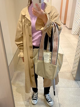 「ehka sopo（エヘカソポ）のアイテム（トレンチコート）」を使った、takanaさん（レディース・148cm）の秋コーディネート