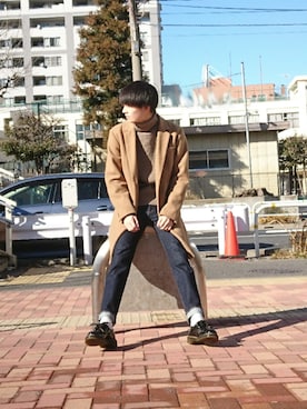 「BEAUTY&YOUTH UNITED ARROWS」｜「アイテム（チェスターコート）」を使った、しんのすけさん（メンズ・174cm）の冬コーディネート