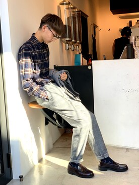 「アイテム（ローファー）」を使った、しんのすけさん（メンズ・174cm・10代）の秋コーディネート