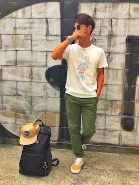 「The Endless Summer（エンドレスサマー）のアイテム（キャップ）」を使った、yuyaさん（メンズ・165cm）の秋コーディネート