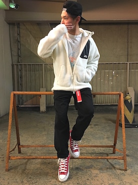 「The Endless Summer（エンドレスサマー）のアイテム（キャップ）」を使った、yuyaさん（メンズ・165cm）の冬コーディネート