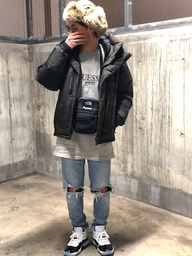「Alpha Industries（アルファインダストリーズ）のアイテム（キャップ）」を使った、yuyaさん（メンズ・165cm）の冬コーディネート