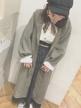 「RETRO GIRL（レトロガール）のアイテム（トレンチコート）」を使った、harukaさん（レディース・146cm）の冬コーディネート