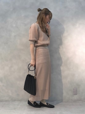 「透かし編みニット」｜おしらさん（レディース・160cm）の春コーディネート