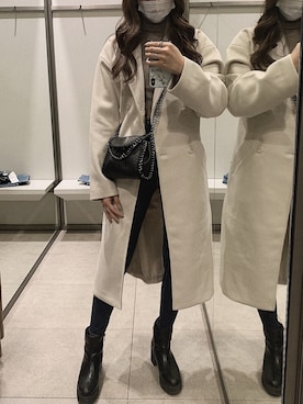 「GRL（グレイル）のチェーンフラップショルダーバッグ（ショルダーバッグ）」を使った、mau.さん（レディース・166cm）の冬コーディネート