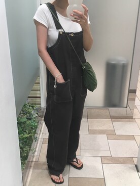 「ROKU」｜「アイテム（オールインワン・サロペット）」を使った、mayukoさん（レディース・165cm）の夏コーディネート