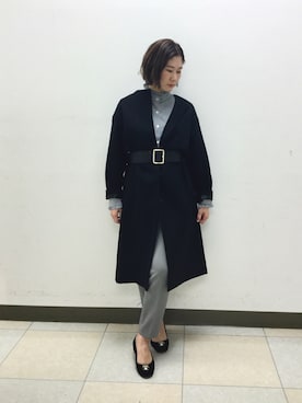 「NARACAMICIE（ナラカミーチェ）のアイテム（ノーカラーコート）」を使った、telo2.8さん（レディース・164cm）の冬コーディネート