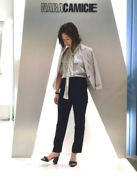 「NARACAMICIE（ナラカミーチェ）のアイテム（テーラードジャケット）」を使った、telo2.8さん（レディース・164cm）の春コーディネート