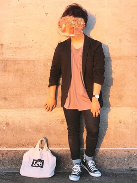 「CONVERSE（コンバース）のALL STAR HI（スニーカー）」を使った、KeN*さん（メンズ・162cm）の春コーディネート