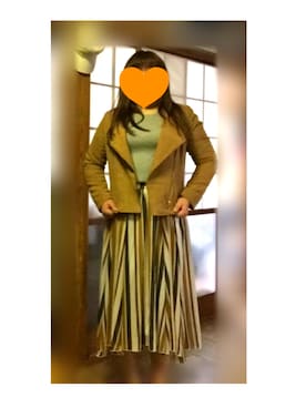 「3can4on（サンカンシオン）のアイテム（ライダースジャケット）」を使った、aykさん（レディース・157cm）の春コーディネート