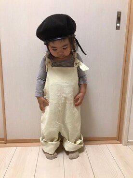 「A BOND（アボンド）のアイテム（オールインワン・サロペット）」を使った、mahiiiiiroさん（キッズ・80cm）の冬コーディネート