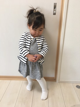 「PETIT BATEAU（プチバトー）のアイテム（ワンピース）」を使った、mahiiiiiroさん（キッズ・80cm）の冬コーディネート
