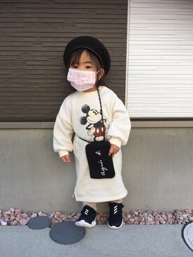 「CIAOPANIC TYPY（チャオパニックティピー）のアイテム（ハンチング/ベレー帽）」を使った、mahiiiiiroさん（キッズ・80cm）の冬コーディネート
