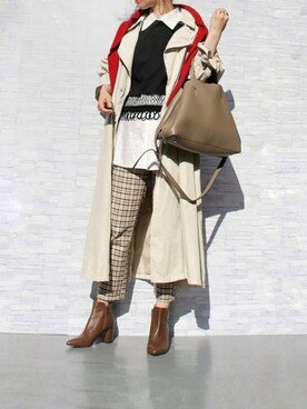 「select MOCA（セレクトモカ）のアイテム（トレンチコート）」を使った、ようなし太郎さん（レディース・160cm）の春コーディネート