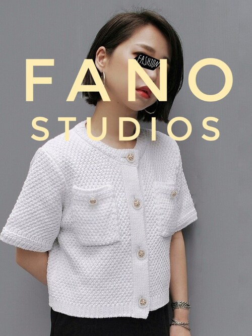 【ハツ】Fano Studios ツイードライク サマーニットカーディガン 美品！FANO STUDIOS ツイードライク サマーニットカーディガン