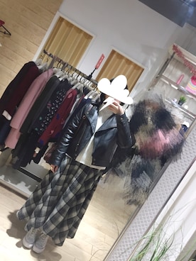 「ehka sopo（エヘカソポ）のアイテム（ライダースジャケット）」を使った、kokoさん（レディース・152cm）の冬コーディネート