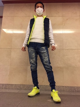 「ARMANI EXCHANGE（アルマーニエクスチェンジ）のアイテム（ダウンベスト）」を使った、ドリームさん（メンズ・168cm）の秋コーディネート