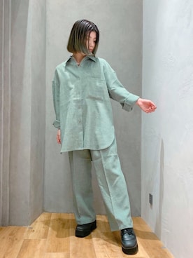 「オーバーシャツ」｜「アイテム（その他）」を使った、世奈 senaさん（レディース・150cm）の春コーディネート