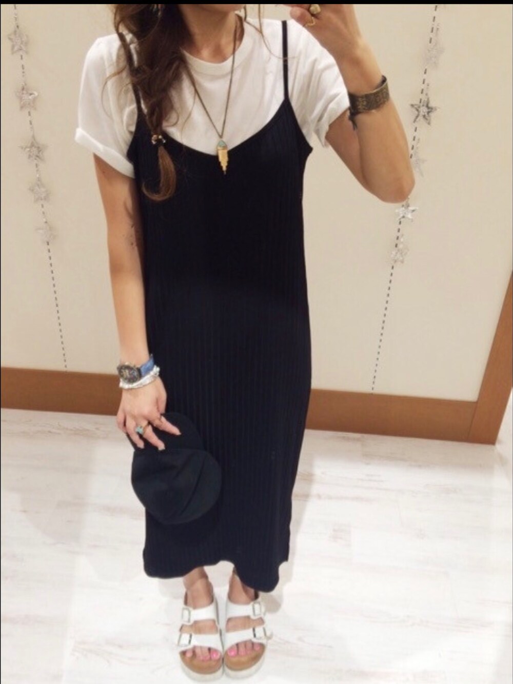 「SpRayのアイテム（アンサンブル、ブラック系）」を使った、yukariさん（レディース・158cm）の春コーディネートの1枚目の写真