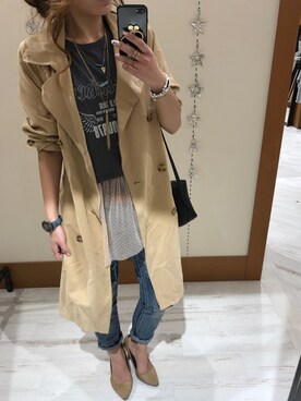 「SpRay（スプレイ）のアイテム（トレンチコート）」を使った、yukariさん（レディース・158cm）の春コーディネート