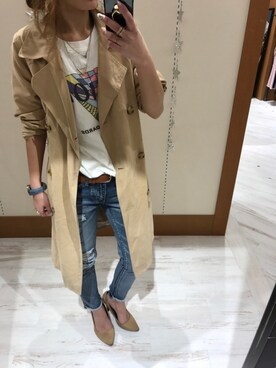 「SpRay（スプレイ）のアイテム（トレンチコート）」を使った、yukariさん（レディース・158cm）の春コーディネート