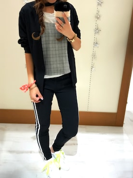 「SpRay（スプレイ）のアイテム（ノーカラージャケット）」を使った、yukariさん（レディース・158cm）の秋コーディネート